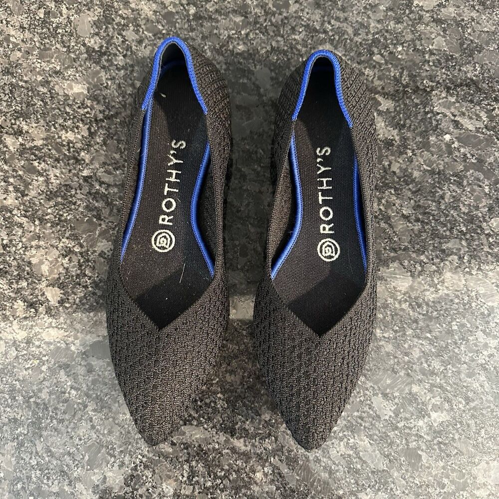 ROTHY'S The Point black Honeycomb ballet flats shoes 7 EU 37.5 EUC